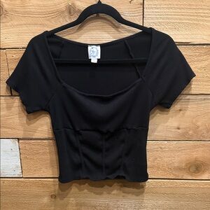 Black Ribbed Women's Top